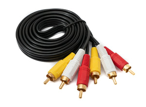 SYSTEM-S Cinch 3 RCA Kabel 1,5 m Stecker zu Stecker Stereo & Composite AV Adapter Schwarz