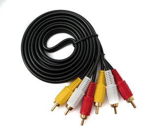 SYSTEM-S Cinch 3 RCA Kabel 1,5 m Stecker zu Stecker Stereo & Composite AV Adapter Schwarz