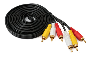 SYSTEM-S Cable Cinch 3 RCA 3 m Macho a Macho Adaptador AV Estéreo y Compuesto Negro