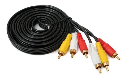 SYSTEM-S Câble RCA 3 RCA 3 m Mâle vers Mâle Adaptateur AV Stéréo et Composite Noir