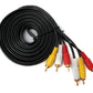 SYSTEM-S Cable Cinch 3 RCA 3 m Macho a Macho Adaptador AV Estéreo y Compuesto Negro