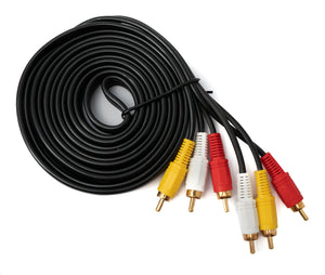 SYSTEM-S Cinch 3 RCA Kabel 3 m Stecker zu Stecker Stereo & Composite AV Adapter Schwarz