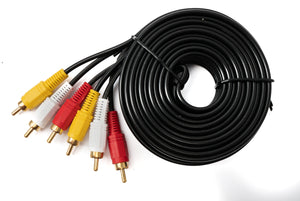 SYSTEM-S Cable Cinch 3 RCA 5 m Macho a Macho Adaptador AV Estéreo y Compuesto Negro