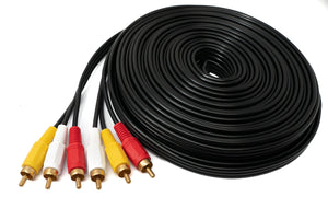 RCA 3 RCA Cable 15 m Male to Male Stereo & Composite AV Adapter Black