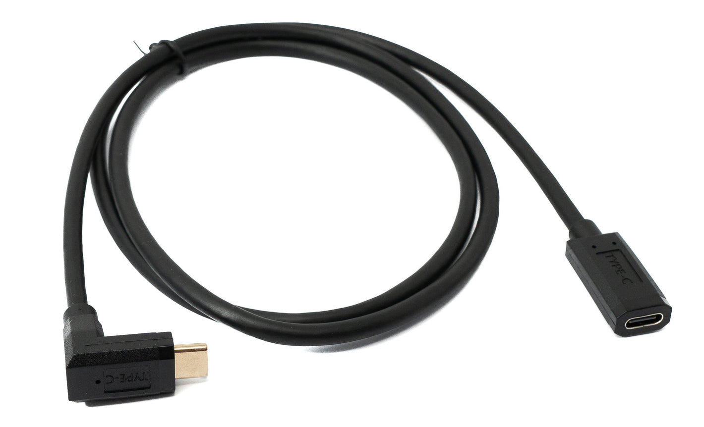 SYSTEM-S USB 3.1 Gen 2 Kabel 100 cm Typ C Stecker zu Buchse Winkel Adapter in Schwarz