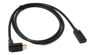 SYSTEM-S USB 3.1 Gen 2 cable 100 cm type C male to female angle adapter in black