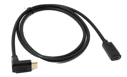 SYSTEM-S USB 3.1 Gen 2 cable 100 cm type C male to female angle adapter in black