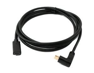 USB 3.1 Gen 2 Cable 1.8m Type C Male to Female Angle Adapter in Black