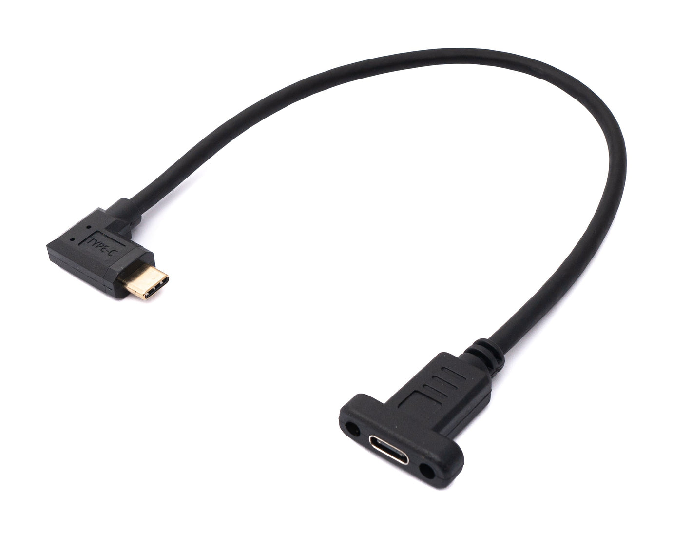 SYSTEM-S USB 3.1 Kabel 30 cm Typ C Stecker zu Buchse Schraube Winkel Adapter in Schwarz