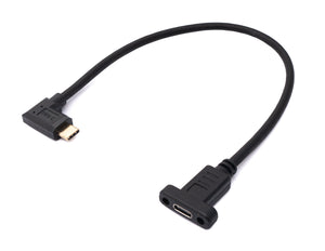 SYSTEM-S USB 3.1 cable 30 cm type C male to female screw angle adapter in black