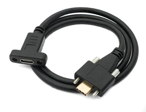 USB 3.1 Cable 60cm Type C Male to Female Screw Adapter in Black