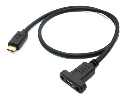 SYSTEM-S USB 3.1 Kabel 50 cm Typ C Stecker zu Buchse Schraube Adapter in Schwarz