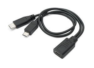 USB 3.1 cable 30 cm Type C & 2.0 Micro B male to female adapter in black