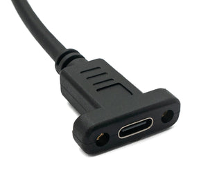 SYSTEM-S USB 3.1 Kabel 60 cm Typ C Stecker zu Buchse Schraube Winkel Adapter in Schwarz