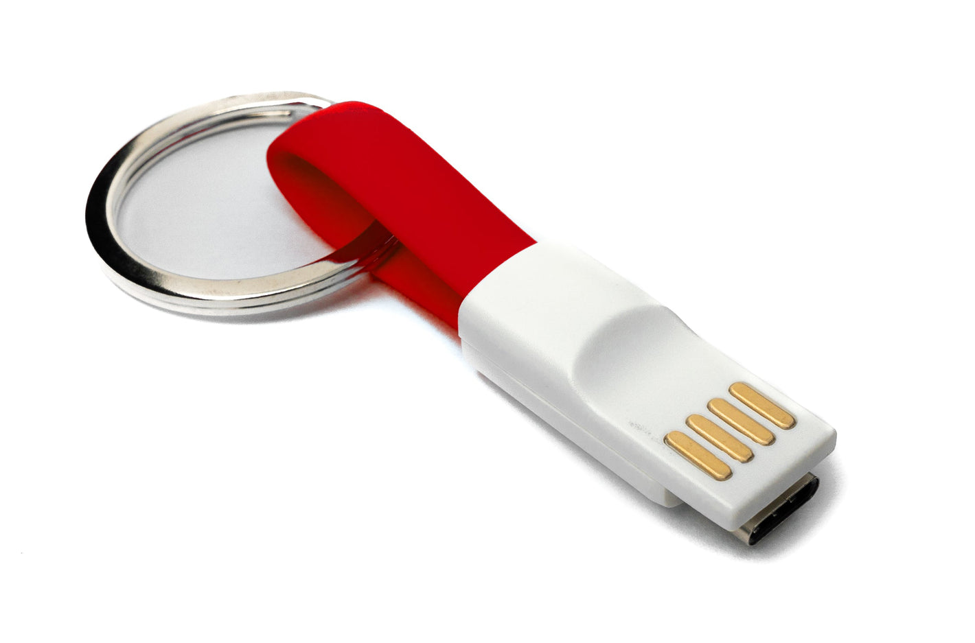 SYSTEM-S USB 3.1 key chain cable 10cm Type C plug to 2.0 Type A plug in red